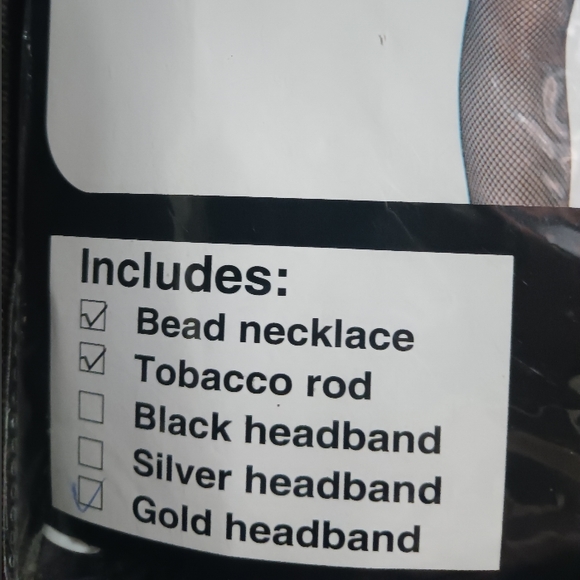 Flapper 1920s dress up kit, includes bead necklace, tobacco rod, gold headband - Picture 4 of 4